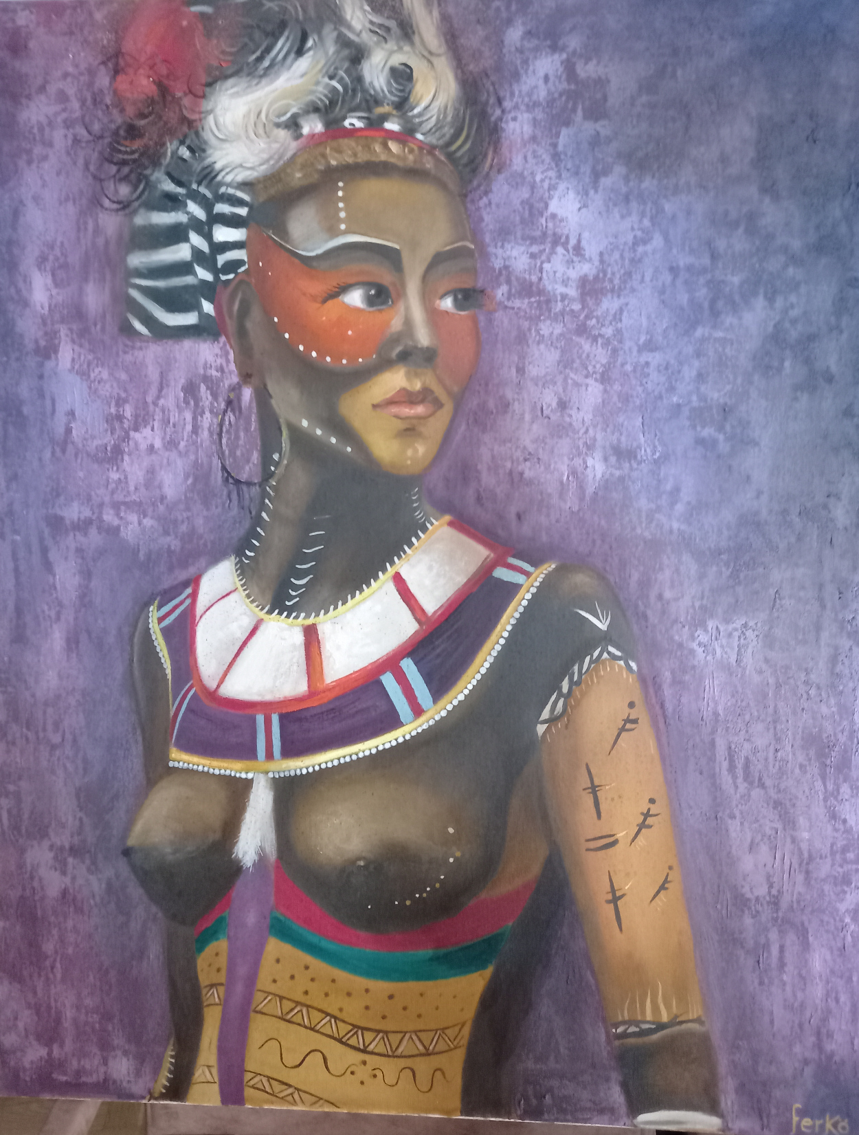 "Black woman" by Ferkö al óleo sobre lienzo (82x65 cm) No disponible