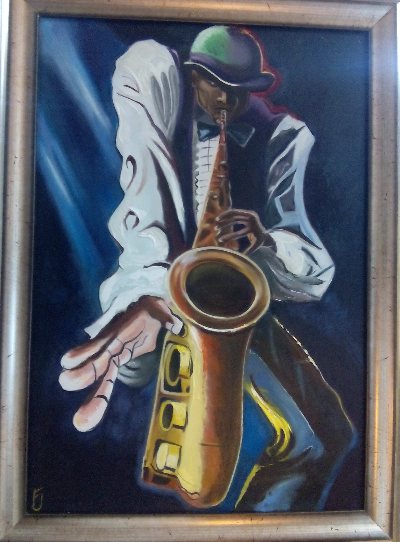 "Blues man" by Ferkö al óleo sobre lienzo (No disponible)
